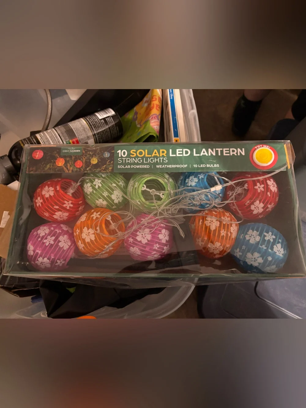 10-Pack Multicolor Solar LED Lantern String Lights - Home Party Supplies